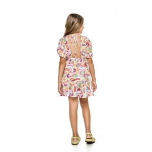 Vestido Infantil Rodado Com Detalhes em Recorte Mylu