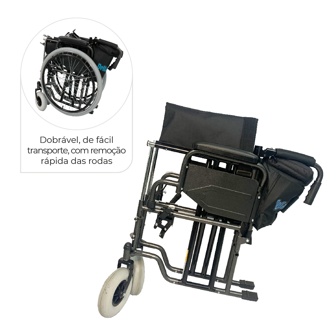 Cadeira de Rodas Aço Dobrável até 120 Kg D400 Dellamed