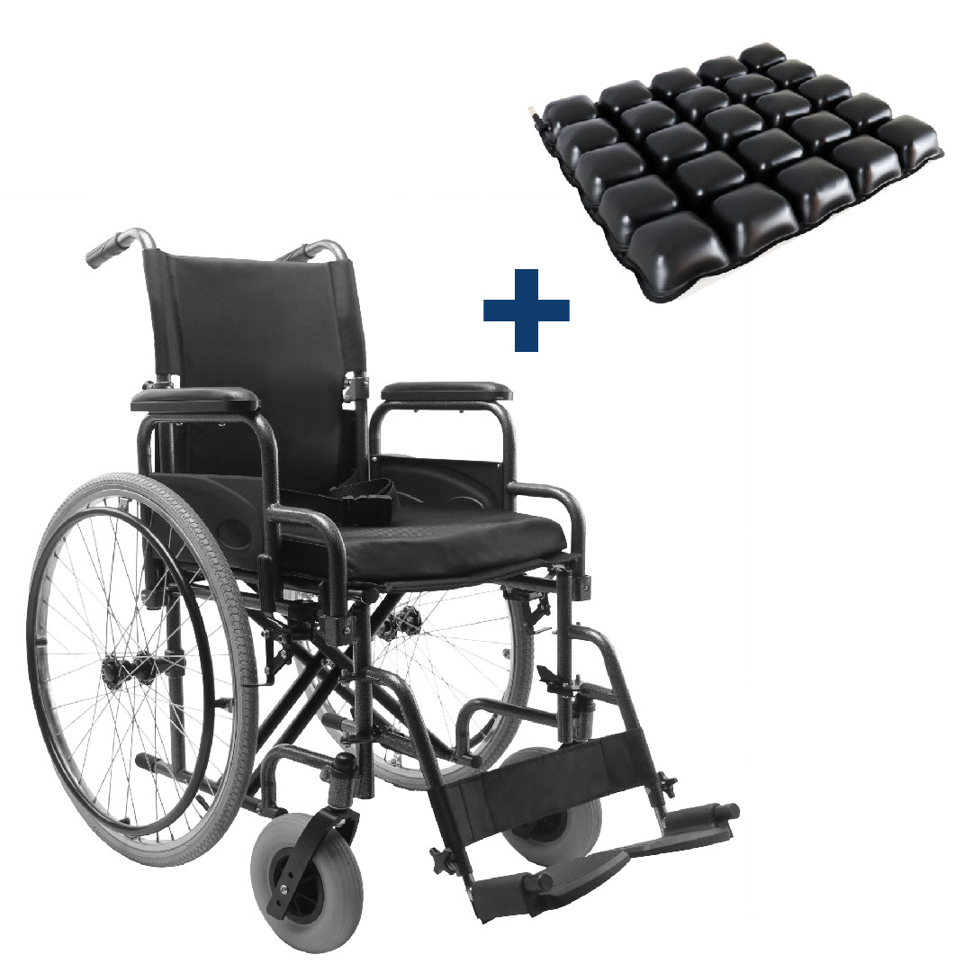 Cadeira de Rodas em Aço Carbono D400 + Almofada Air Basic Anti Escaras