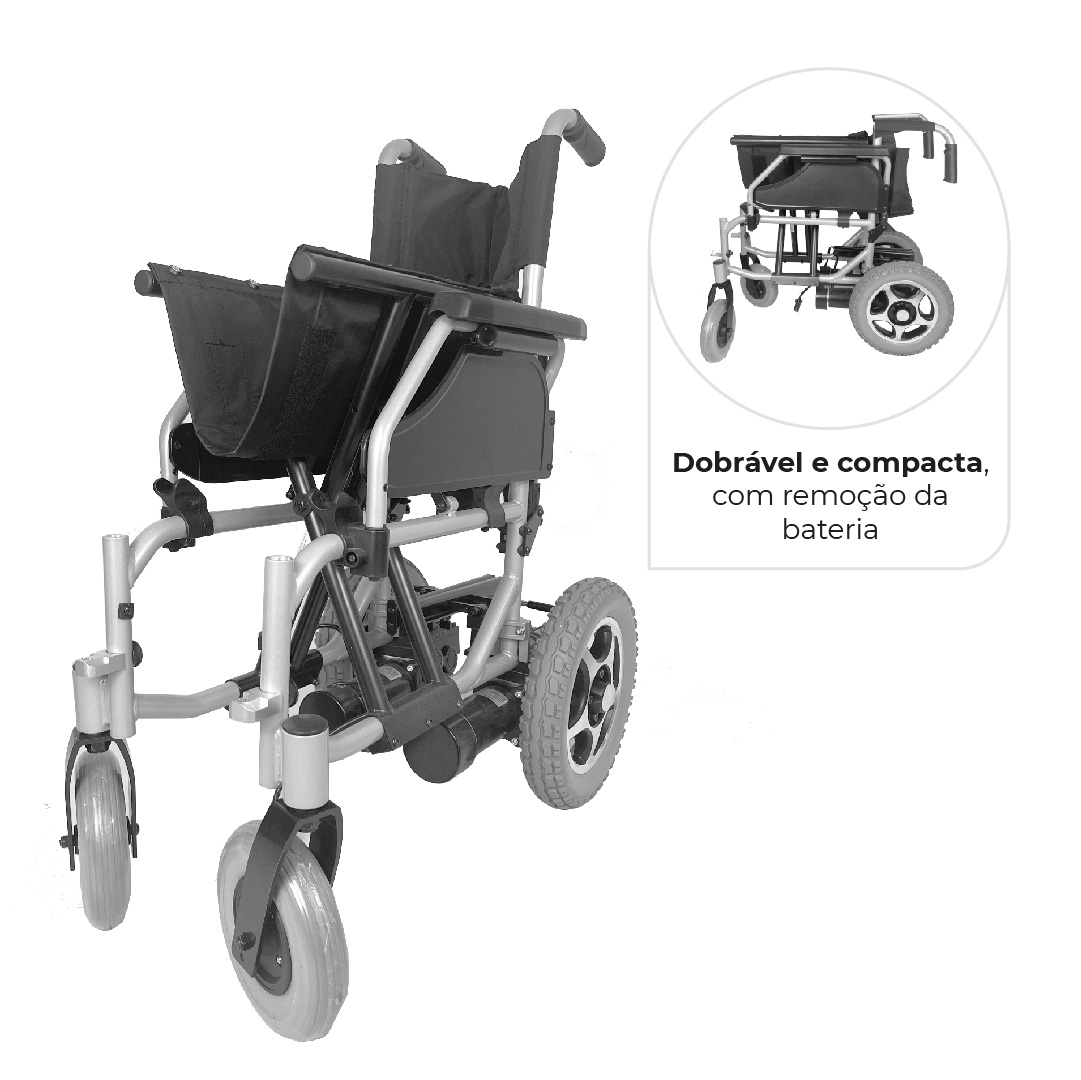 Cadeira de Rodas Motorizada em Alumínio Dobrável até 120 Kg D900 Dellamed