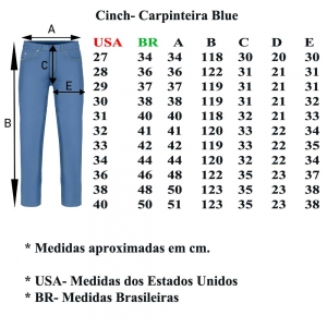 Calca Cinch Carpinteira Masculina Blue Label Importada Stonada