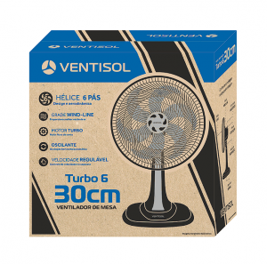 Ventilador de Mesa Turbo 127V 30cm 6 Pás Oscilante Preto VENTISOL - Foto 3