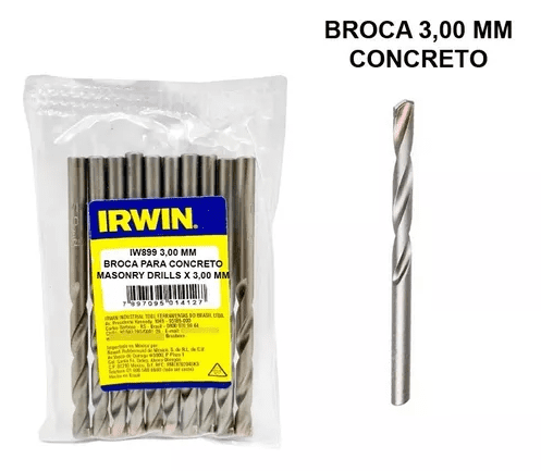 Kit Com 10 Brocas Widea Para Concreto 3mm x 1/8