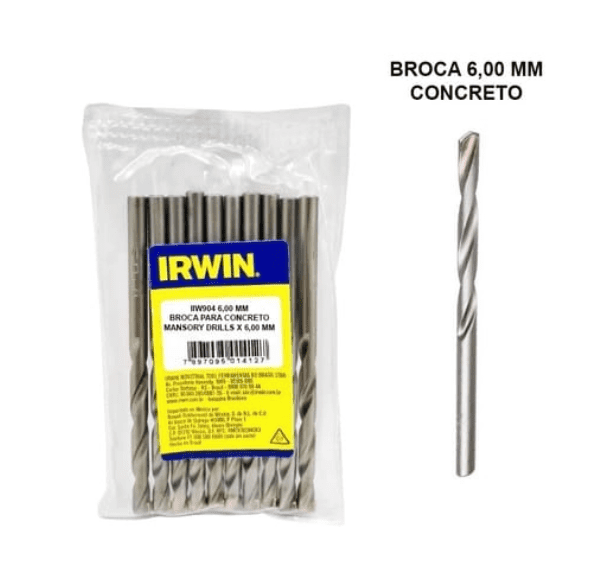 Kit Com 10 Brocas Widea Para Concreto 6mm x 1/4