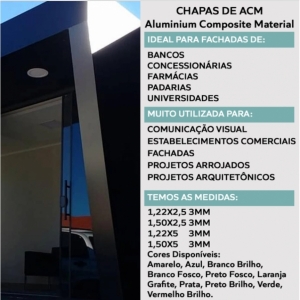 CHAPA DE ACM COBERCHAPAS AMARELO BRILHO 3MM 122 X 250