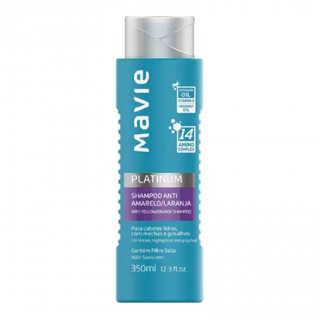 Mavie Platinum Shampoo Anti - Amarelo/Laranja (Cabelos loiros, com mechas e grisalhos) - 350ml