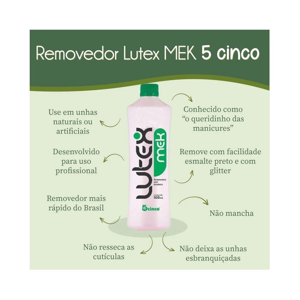 5Cinco Lutex MEK ( Removedor Sem Acetona ) - 500 ml