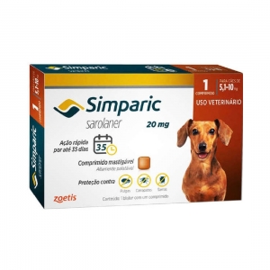 Simparic Cães 5,1 a 10 kg 20 mg 1 Comprimido - Zoetis