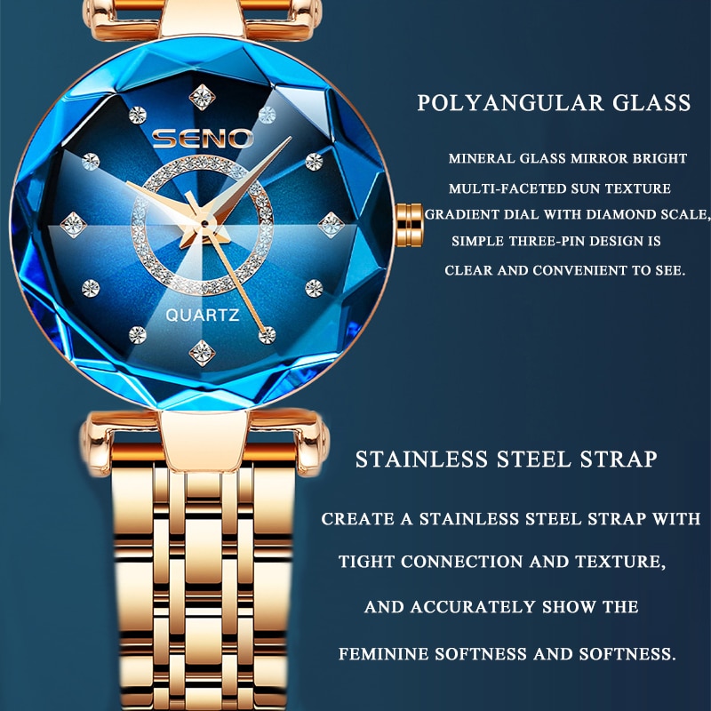 Relógio de luxo marca quartzo relógio feminino