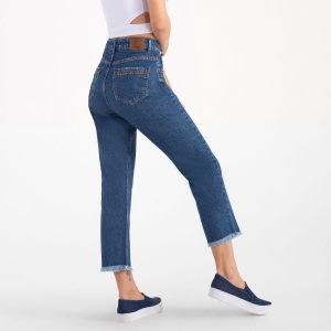 Calça Reta Cropped Jeans