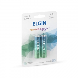 Pilha Alcalina ELGIN AA LR6 Embalagem com 2 Unidades