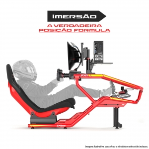 Cockpit Fórmula FX1 Estação Completa Vermelho