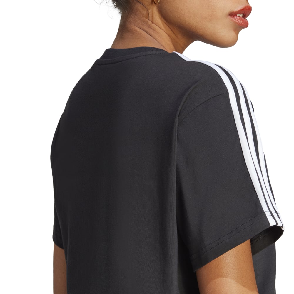 Camiseta Adidas Cropped Malha Essesntials 3 Stripes HR4913