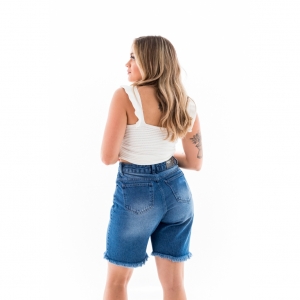 Bermuda Jeans Feminina Arauto Modelagem Mom