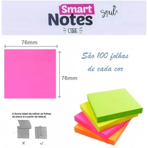 Bloco Adesivo Smart Notes Cube Neon 76mm X 76mm 400 Folhas - BRW