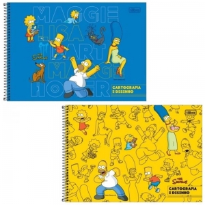 Caderno Cartografia e Desenho Capa Dura Espiral 80 Folhas Simpsons - Tilibra