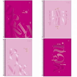 Caderno Universitario Love Pink 1 Materia Capa Dura Espiral 80 Folhas - Tilibra