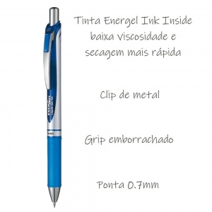 Caneta Gel 0.7mm Energel Liquid Gel Ink BL77 Retratil - Pentel