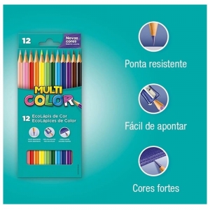Lapis de Cor Sextavado Super Eco - Multicolor
