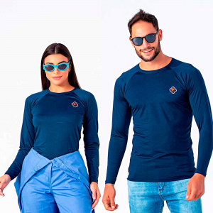 Camiseta UV Rash Guard Unissex com Proteção Solar Azul ELECTRA Aviventa