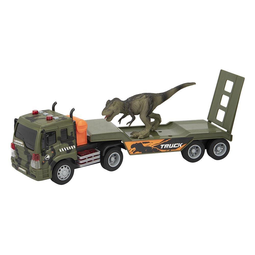 Brinquedo Caminhão Transporte De Dinossauro Luz e Som FricçãoShiny Toys