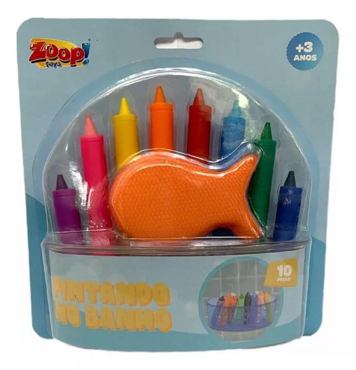 Kit Com Giz de Cera e Espoja Pintando no Banho Zoop Toys