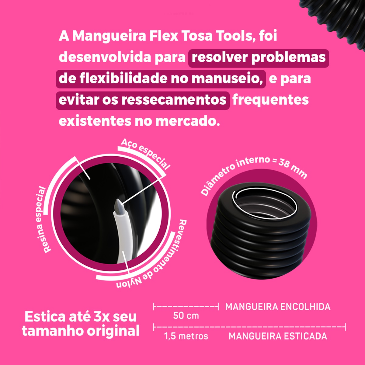 Mangueira Flex Tosatools Preta #5
