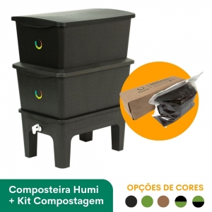 Composteira Humi 90L + Kit Compostagem