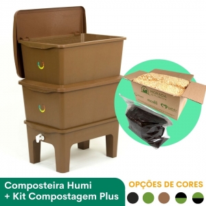 Composteira Humi 90L + Kit Compostagem Plus