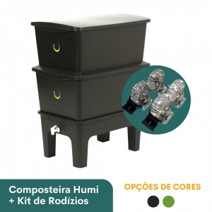 Composteira Humi 90L + Kit Rodízios