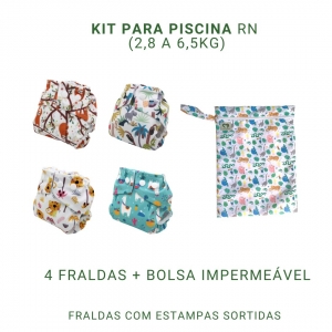 Kit 4 Fraldas Ecológicas para Piscina RN + 1 Bolsa Impermeável