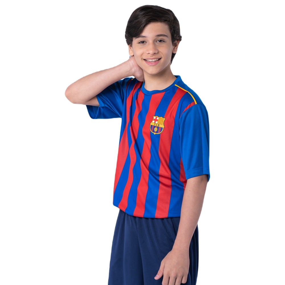 Camisa Barcelona Símbolo Listrada - Infantil