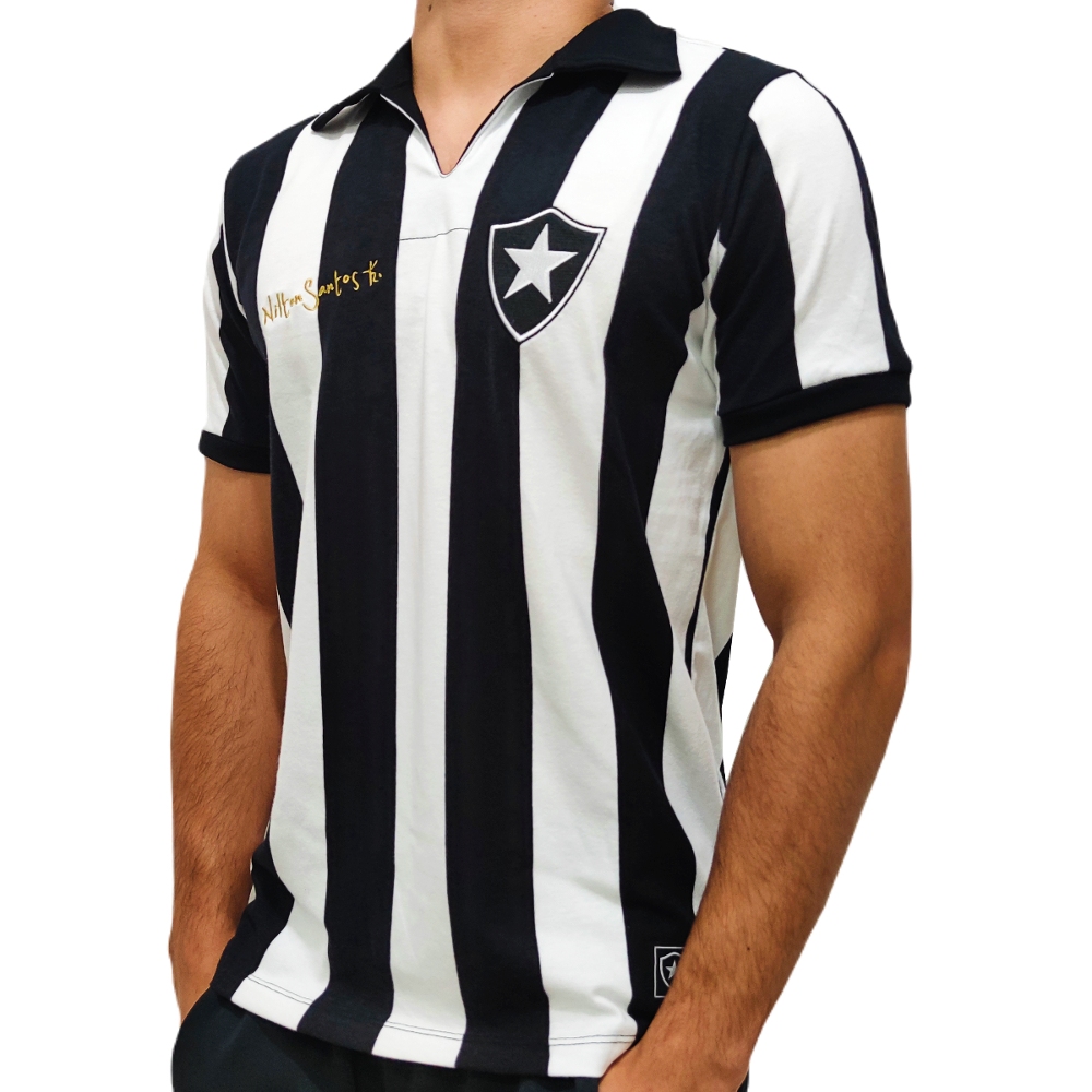 Camisa Botafogo Retro Nilton Santos 1962 Listrada - Masculino