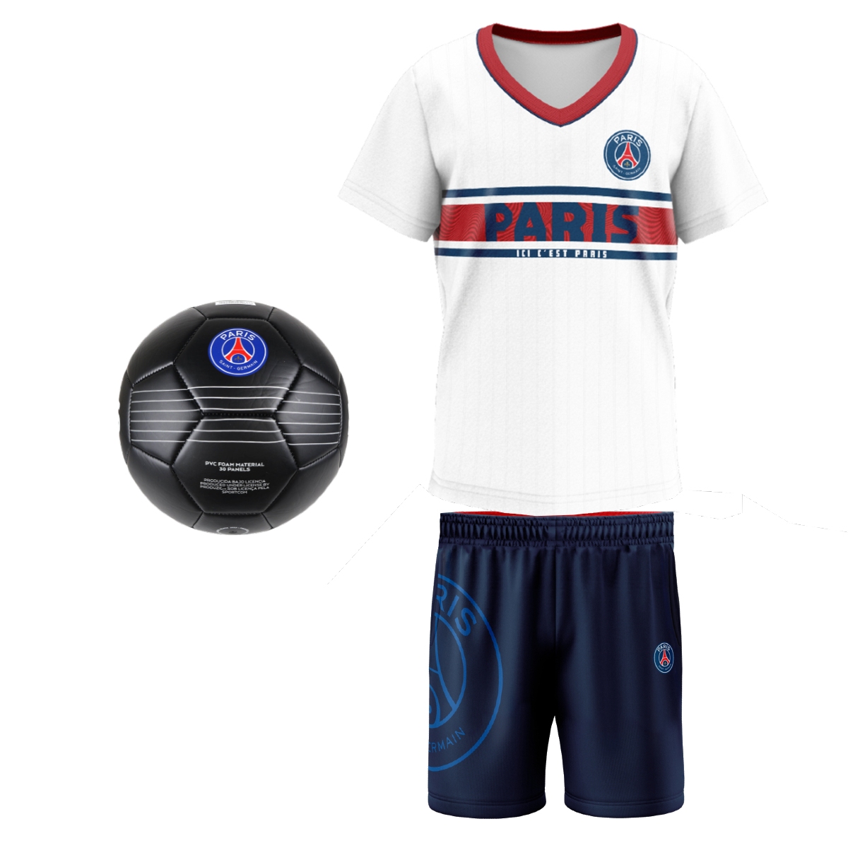 Conjunto PSG Torcedor - Camisa Wit + Short + Bola - Infantil