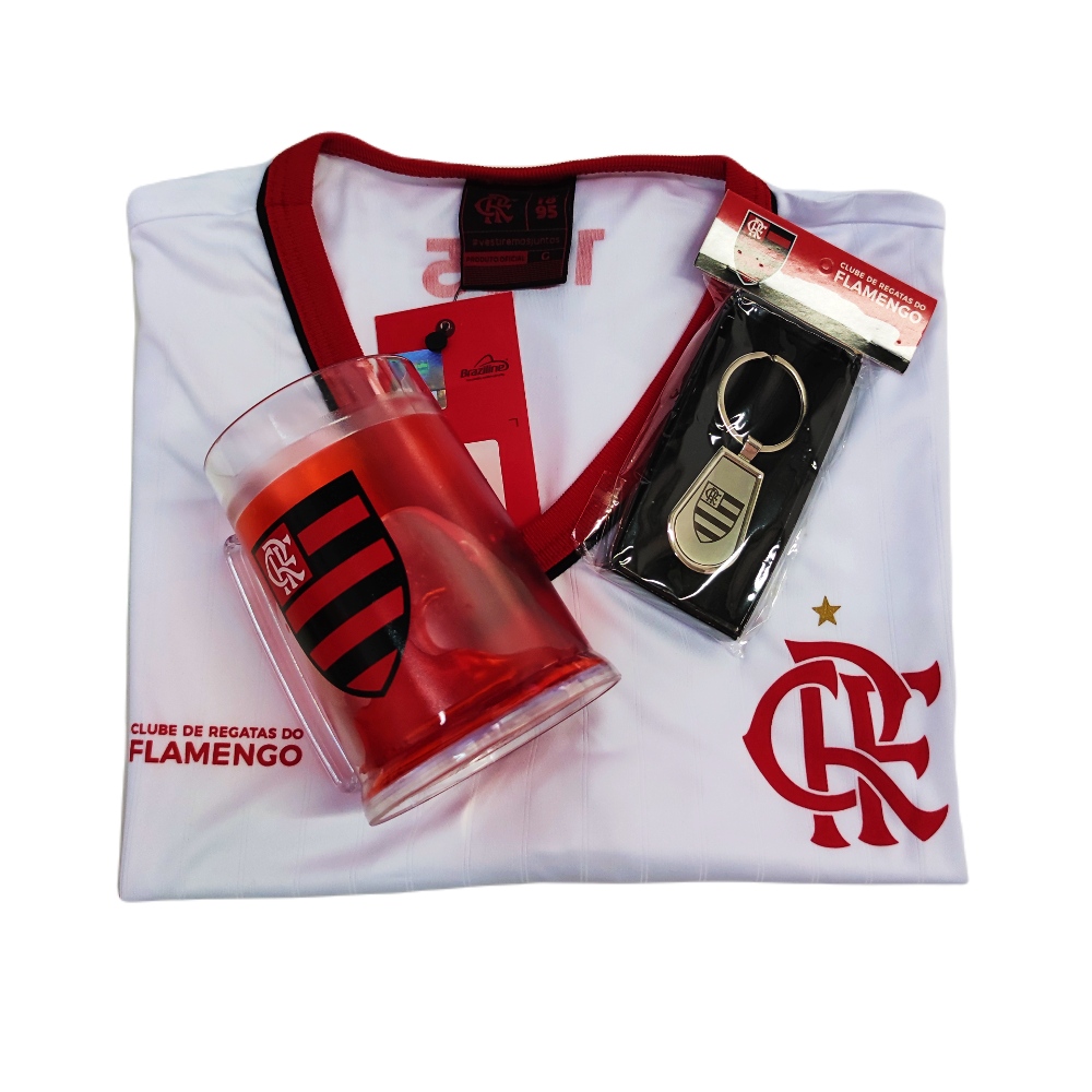 Kit Flamengo Oficial Camisa / Caneca / Chaveiro