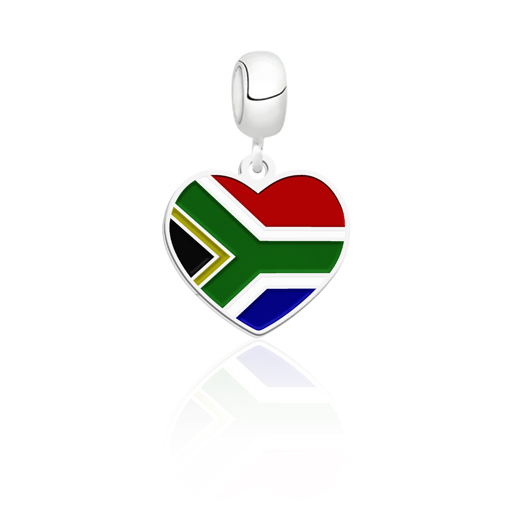 Berloque Coração com Bandeira África do Sul