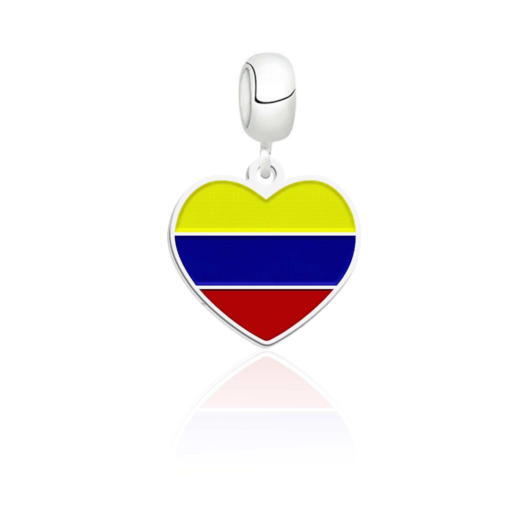 Berloque Coração com Bandeira Colômbia