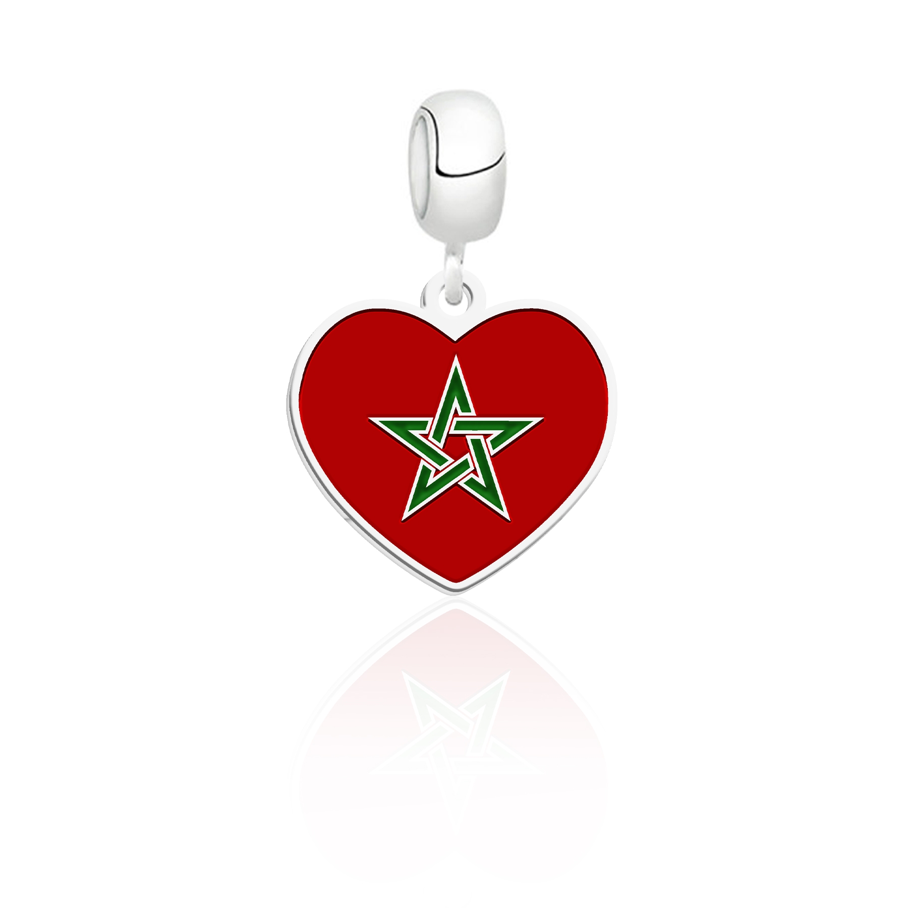 Berloque Coração com Bandeira Marrocos