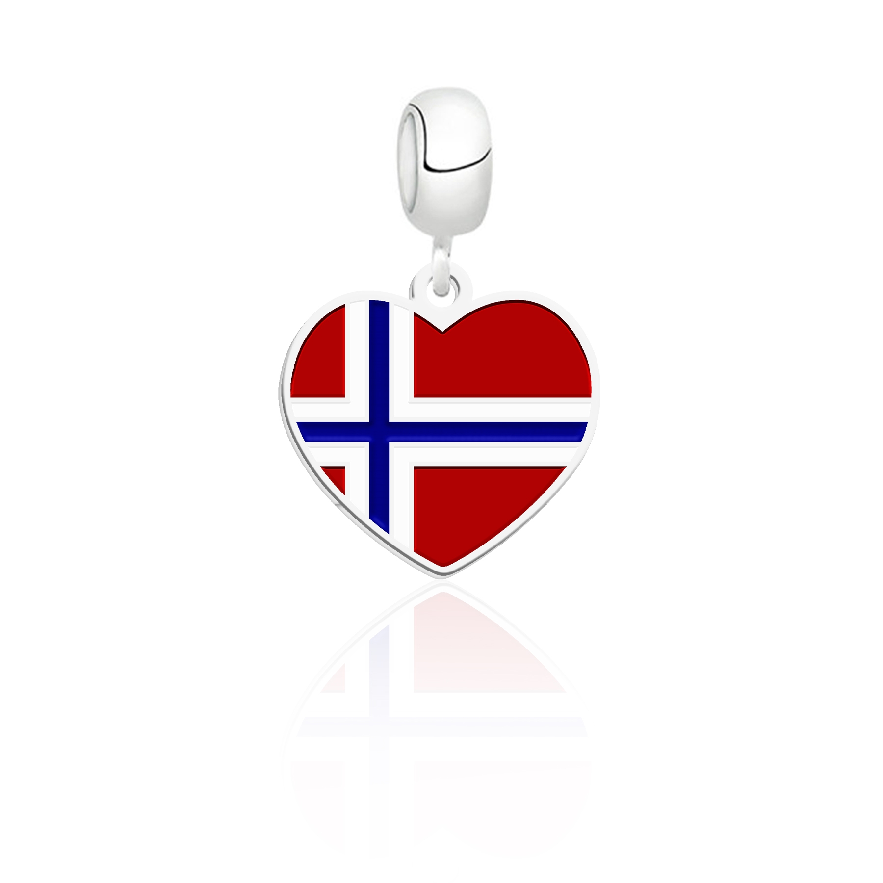 Berloque Coração com Bandeira Noruega