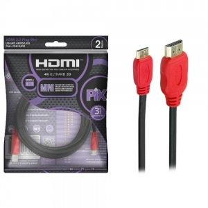 Cabo Mini HDMI x HDMI 2.0 PIX, 4K UltraHD 19P, 2m - 018-9400 - Foto 1