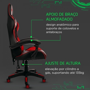 Cadeira Gamer Xzone Premium, Preto/Vermelho - CGR-01-R - Foto 3