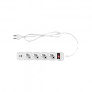 Filtro de Linha Intelbras, 4 Tomadas e 2 USB, 1M, Branco - EPE 204 USB BR