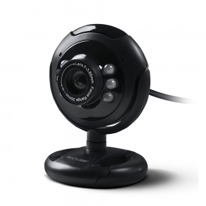 Webcam Multi Standard VGA 480p LED Noturno Microfone, USB, Preto - WC045