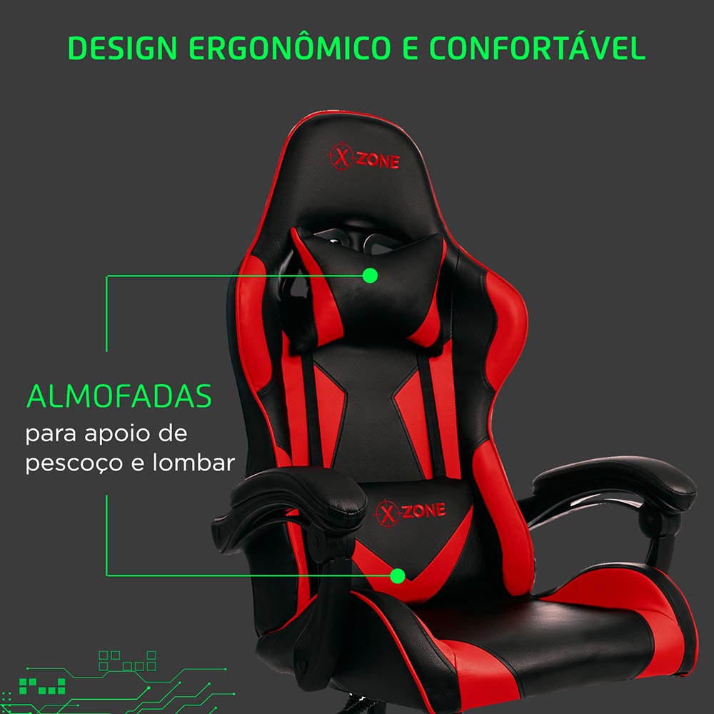 Cadeira Gamer Xzone Premium, Preto/Vermelho - CGR-01-R - Foto 1