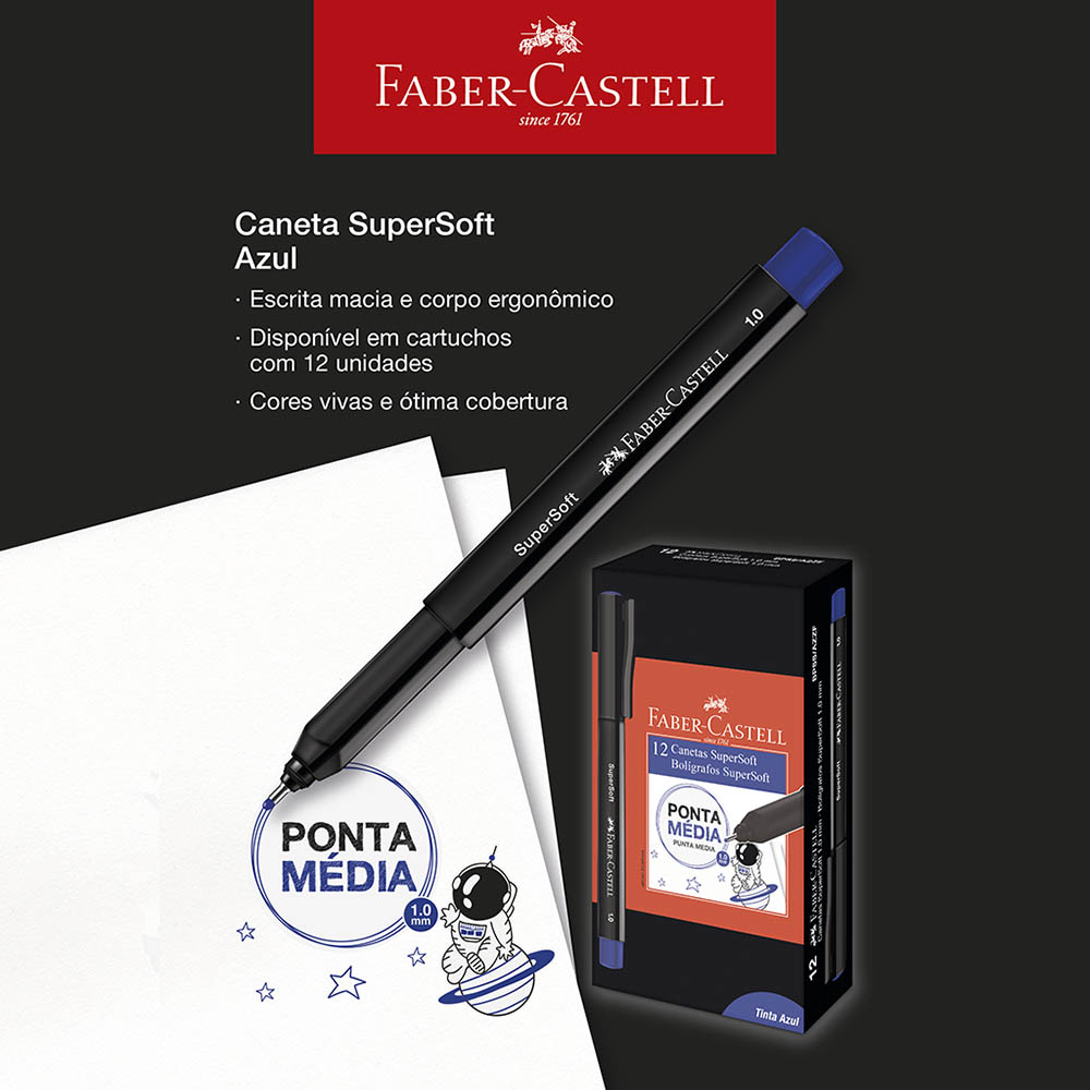 Caneta Faber-Castell SuperSoft, 1.0mm, Azul - BPSS/AZZF - Foto 2