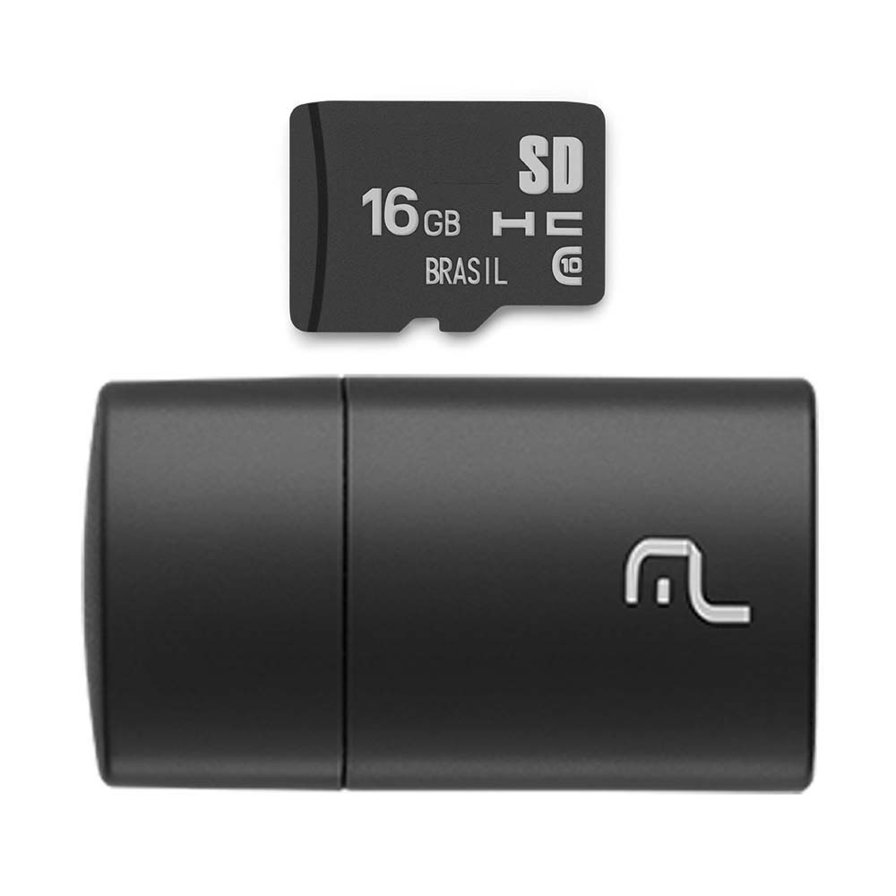 Pen Drive 2 em 1 Multilaser Leitor USB + Cartão de Memória CL10 16GB - MC162 - Foto 0