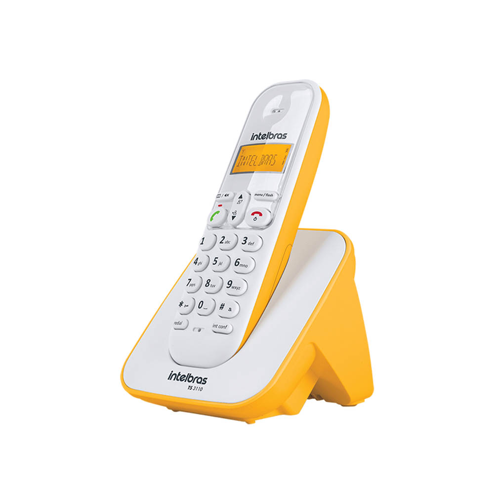 Telefone sem Fio Digital Intelbras TS 3110, Branco e Amarelo - Foto 1