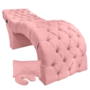 Maca Estofada com Massageador para Estética Design Cílios Veludo Rosa Claro SOFA STORE