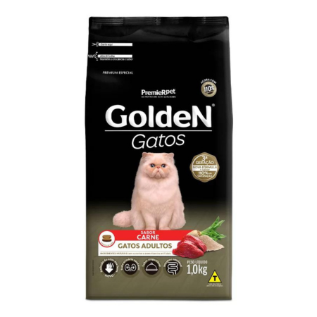 Ração Golden para Gatos Adultos Sabor Carne 