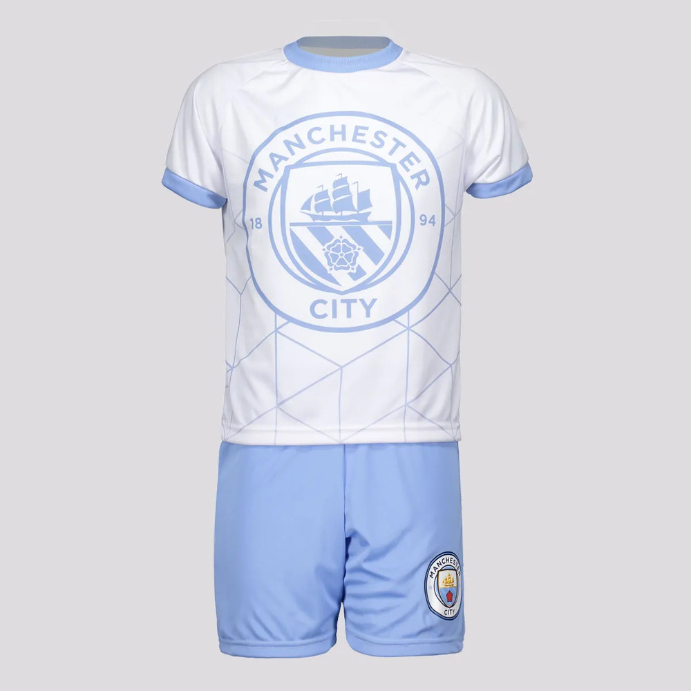Kit Manchester City Maine Infantil Branco/Azul